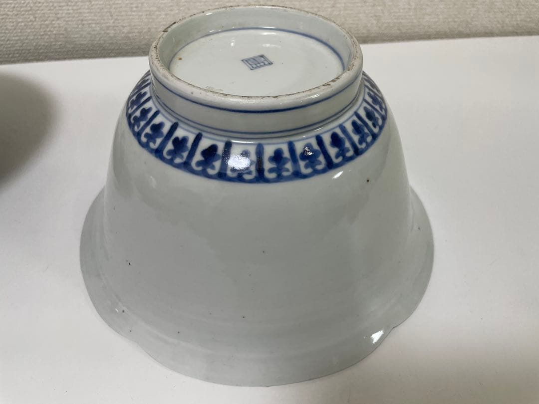 【現状品】古伊万里 陶器 染付 麒麟 菓子鉢 菓子器 アンティーク 割烹 2点