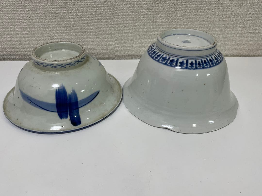 【現状品】古伊万里 陶器 染付 麒麟 菓子鉢 菓子器 アンティーク 割烹 2点