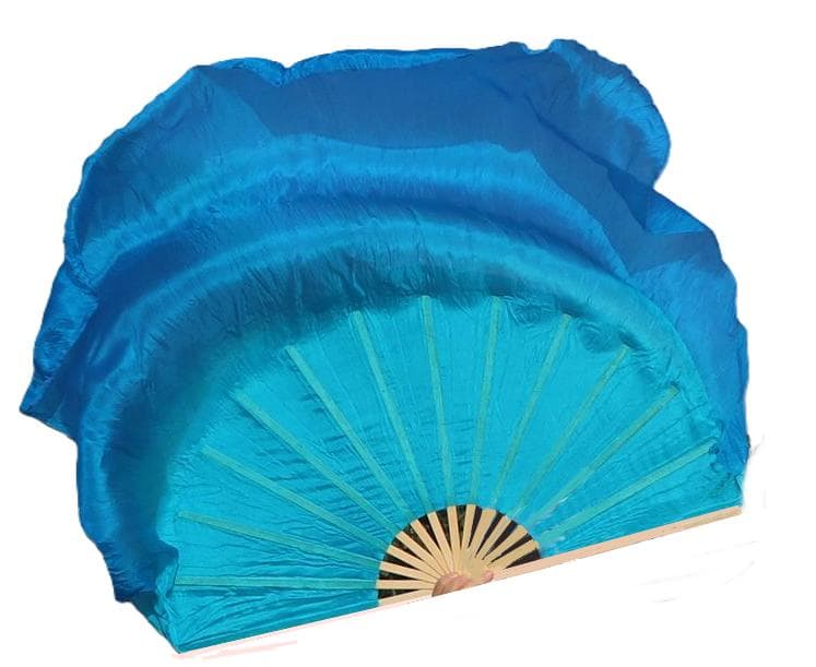 新作【新品】ビッグフラッターファンベール★右手★ターコイズグラデ！高級シルク