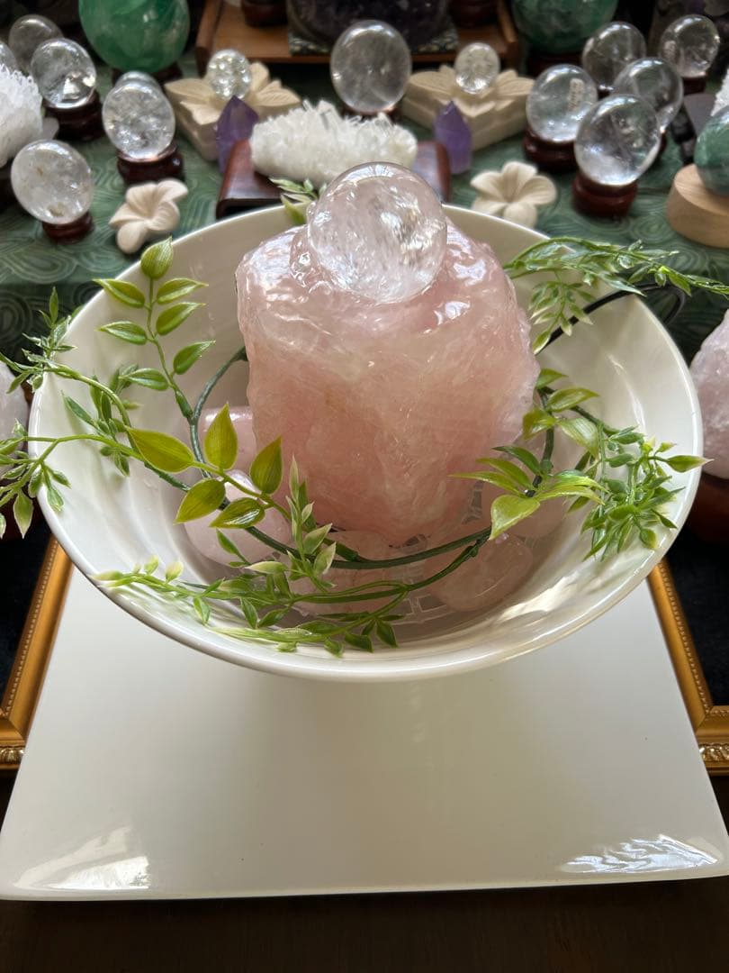 ✨破格✨絶品‼️ローズクオーツ☆噴水☆天然石☆ファウンテン☆秘蔵品☆1459g