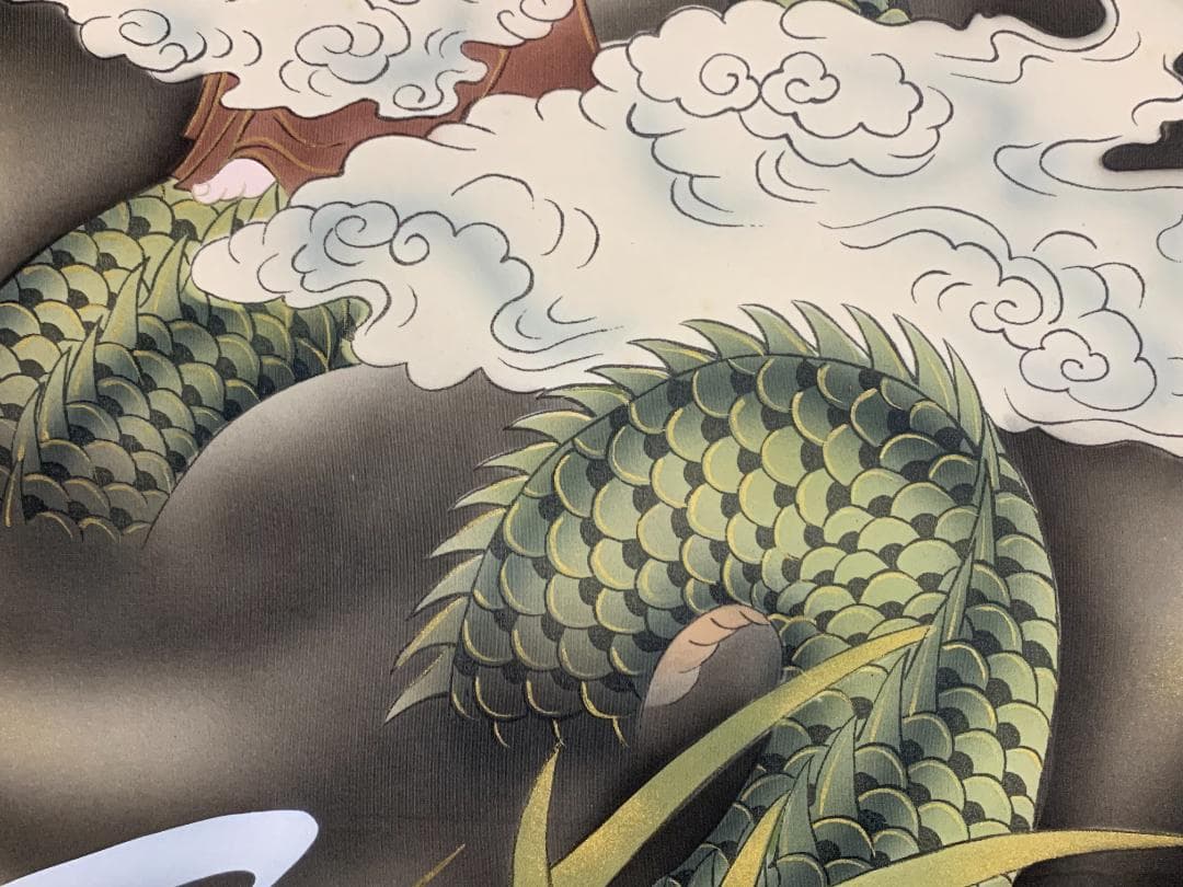 r*e様 嶋崎紫雲 龍雲聖観音 絹本肉筆 掛軸 共箱 仏画 日本画 504