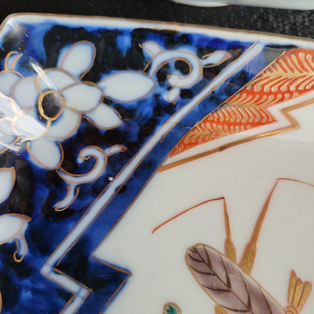 -246//y11　伊万里　色絵　角皿　刺身皿　レトロ