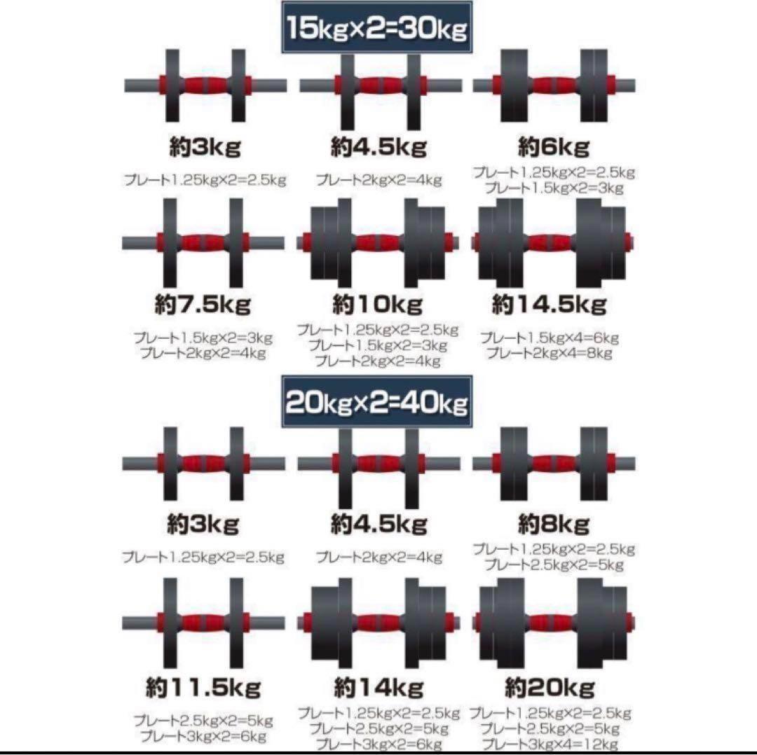 限定販売新品ダンベル 可変式 20kg可変式ダンベル40kg 多機能2個セット