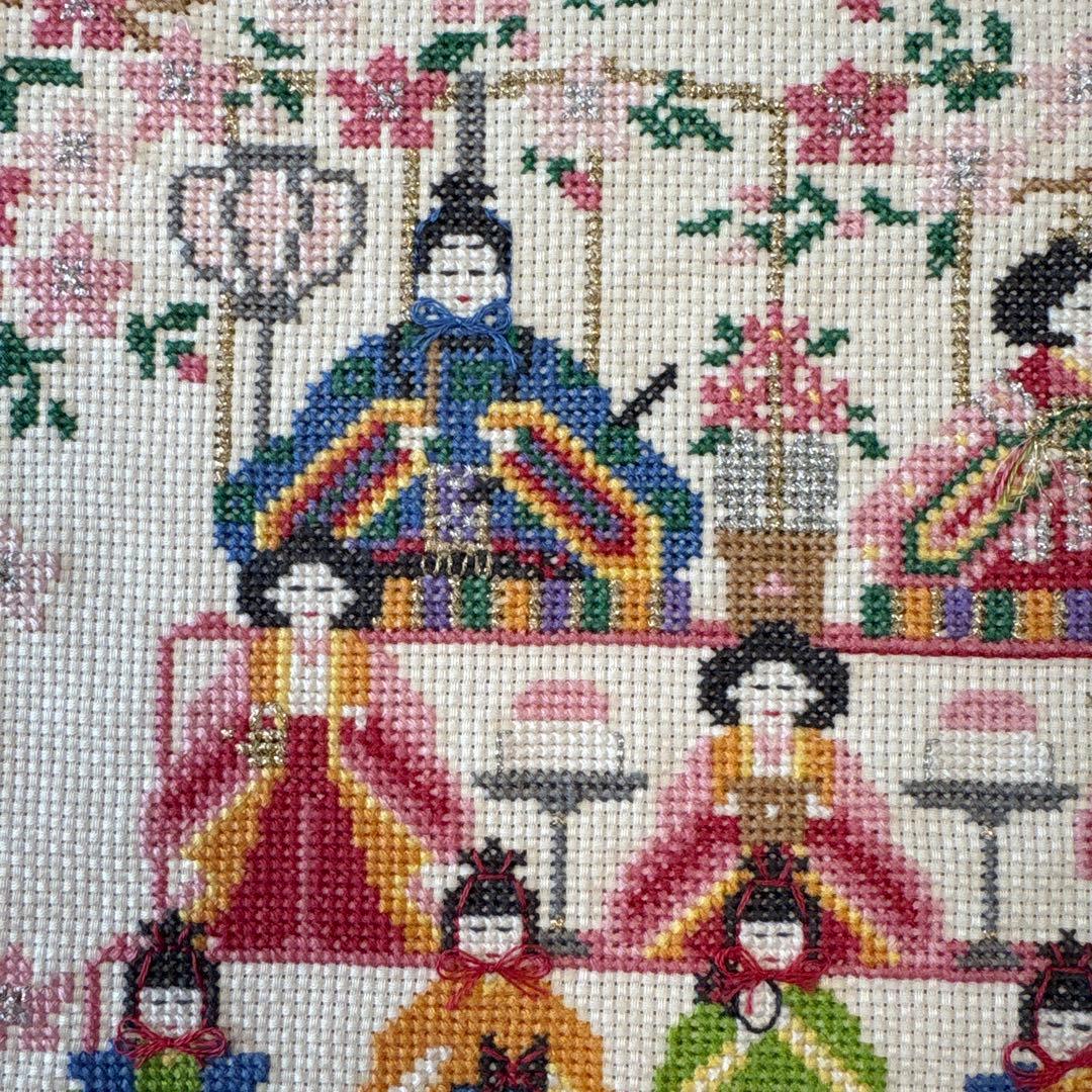 ひな祭り 刺繍アート 木製フレーム付き