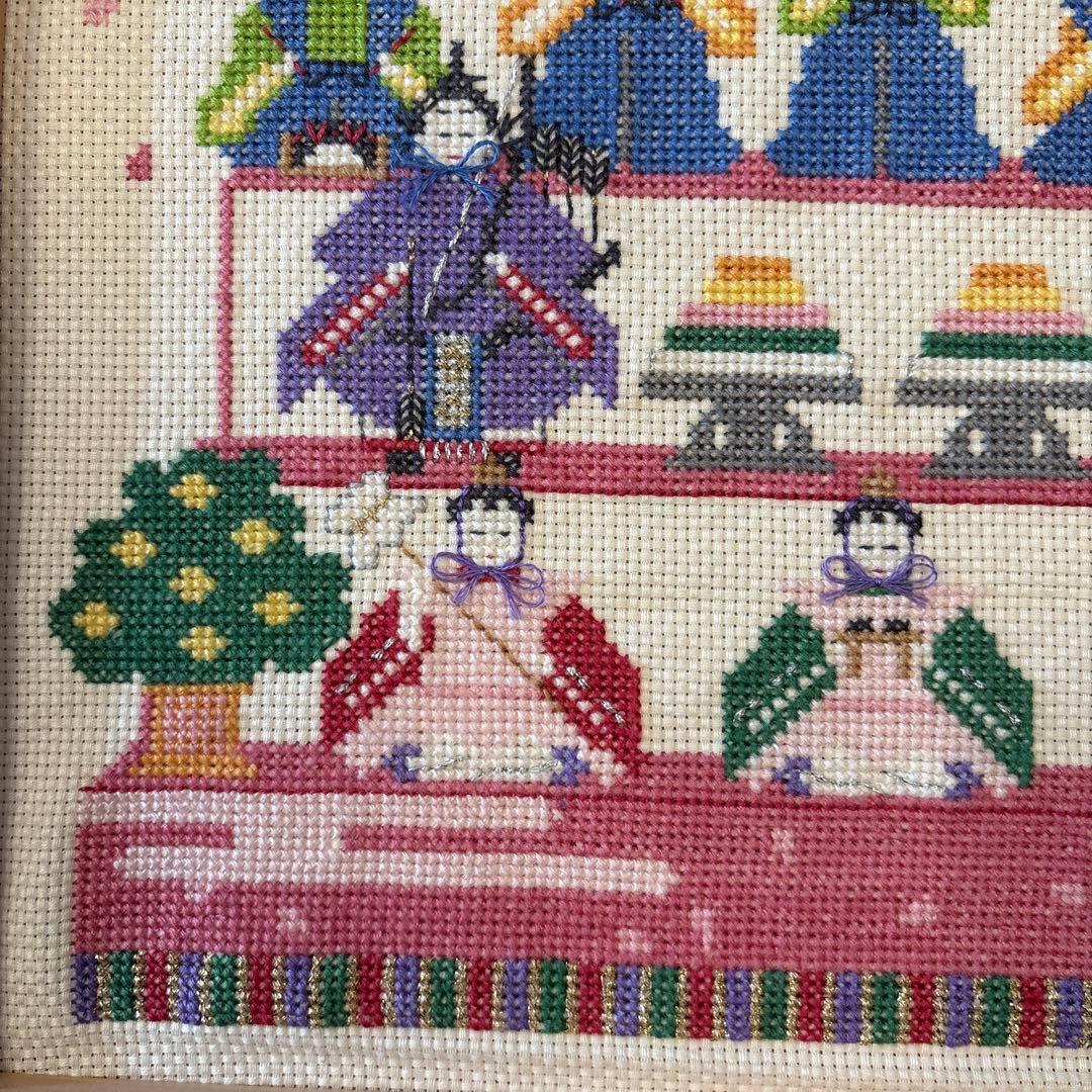 ひな祭り 刺繍アート 木製フレーム付き