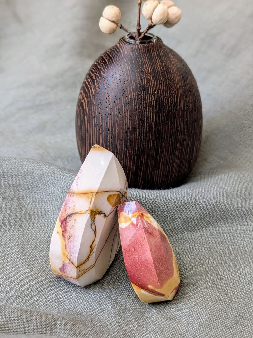 希少　♡Mookaite Jasper　ムーカイト♡　風景画　枝葉　2個セット
