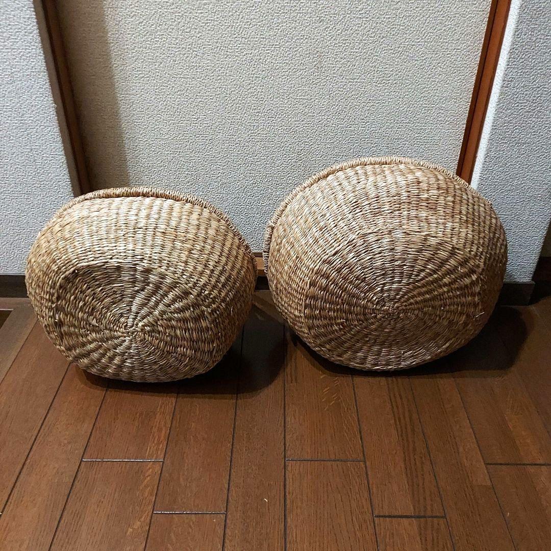 シーグラス バスケット かご 持ち手付き 大・小 2個セット