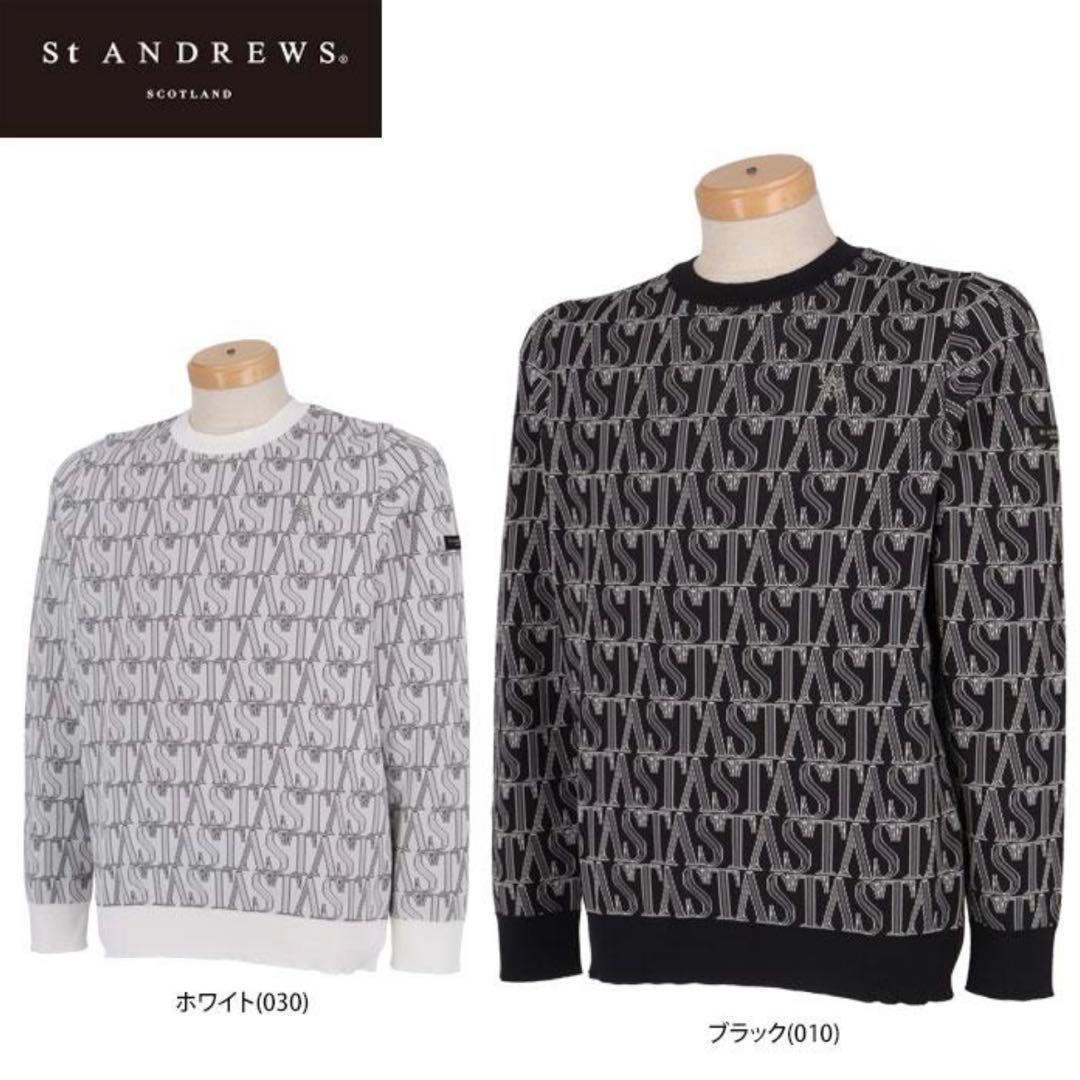 St ANDREWSセントアンドリュースL長袖モノグラムニットゴルフセーター総柄