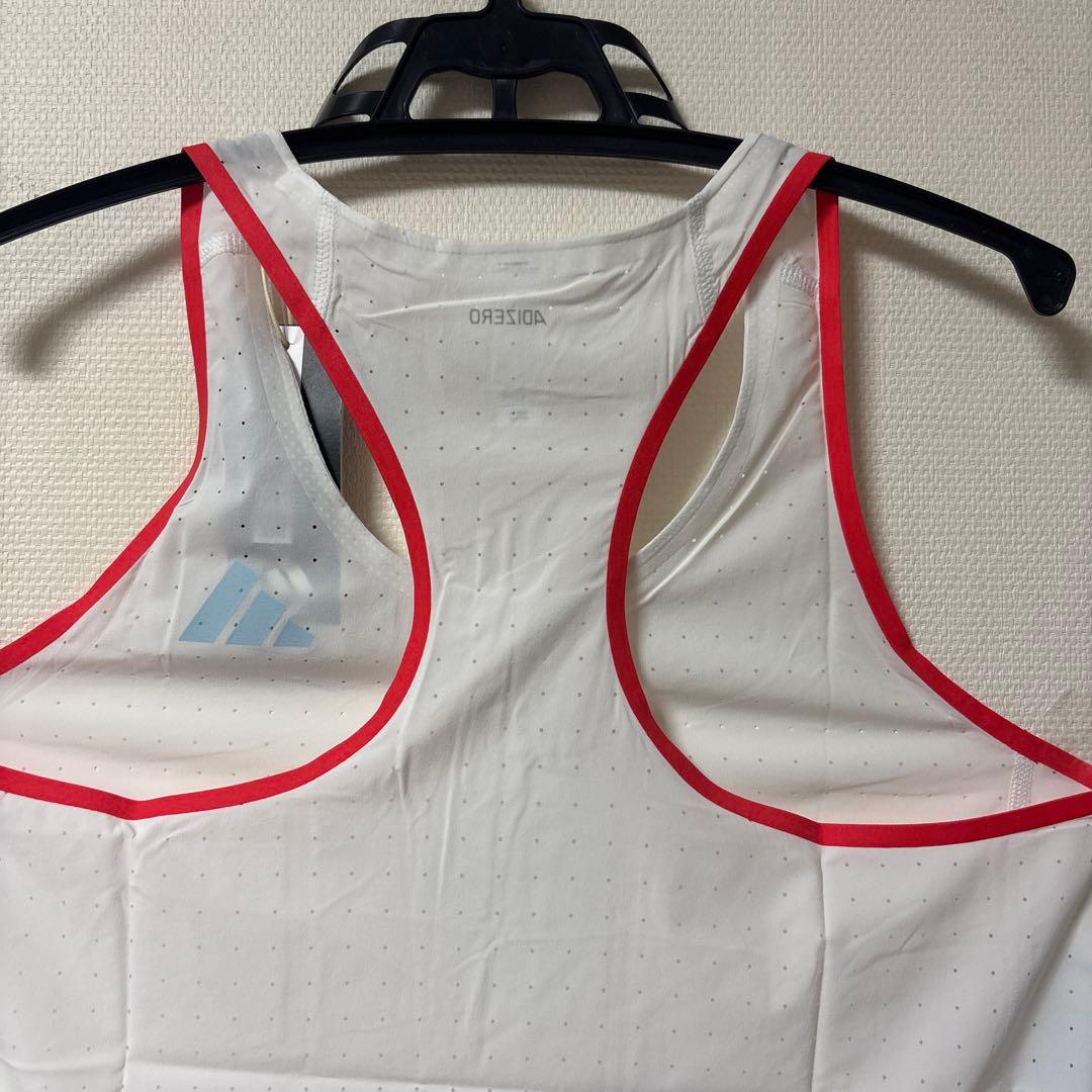 新品　adidas ADIZERO 陸上用シャツ ホワイト/レッド　Mサイズ