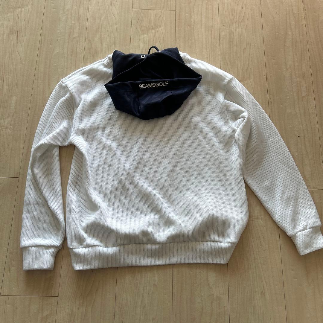 BEAMS GOLF フード付きニットパーカー ホワイト