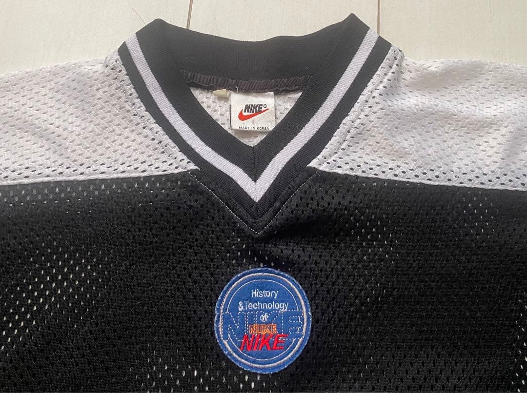 美品 90s vtg NIKE ナイキ メッシュ フットボール シャツ 黒 XL
