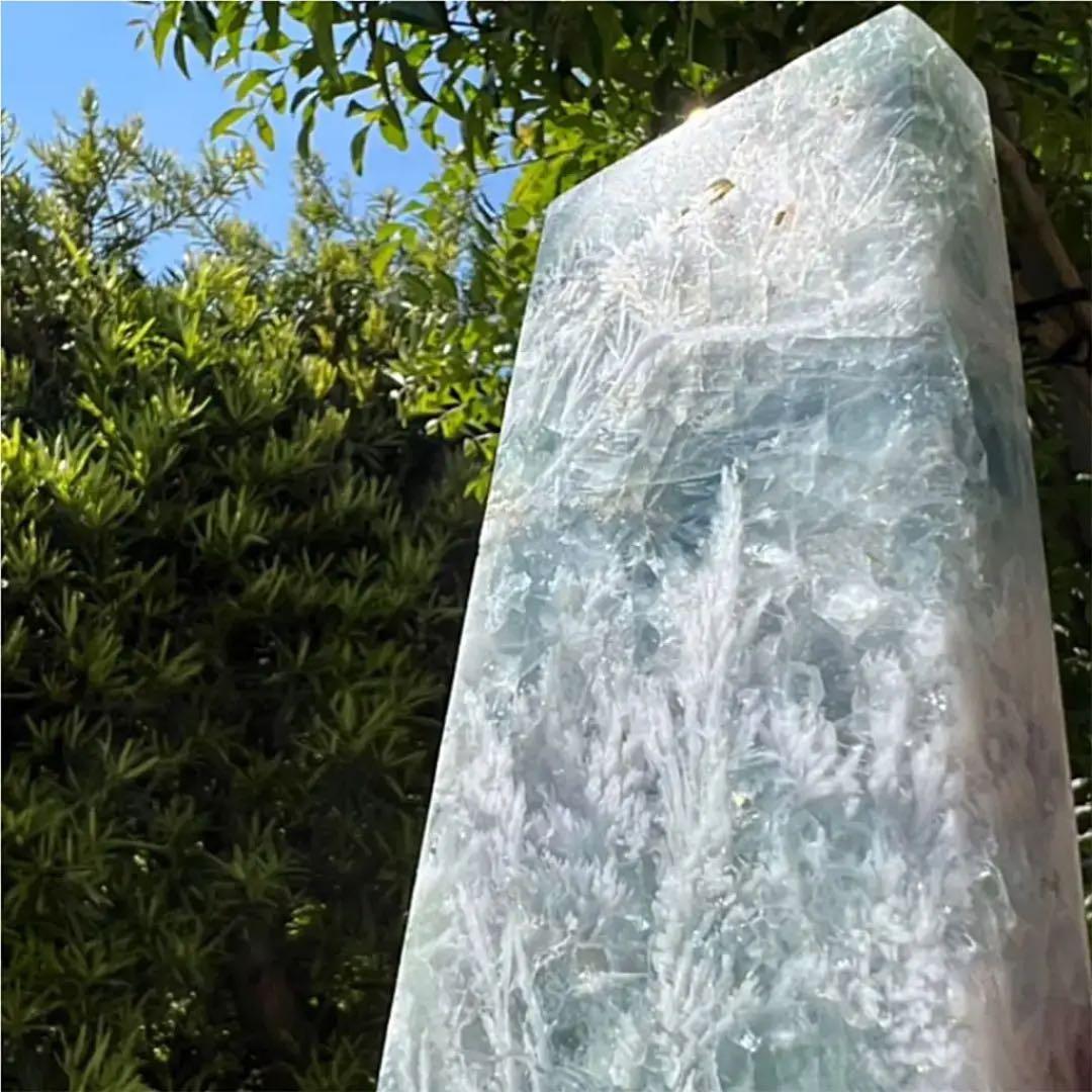 ✨自然の芸術✨幻想的な模様✨虹入り エンジェルフェザー フローライト原石 天然石