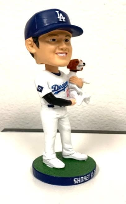 大谷翔平 ドジャース バブルヘッド人形 デコピン フェイスTシャツ:L セット