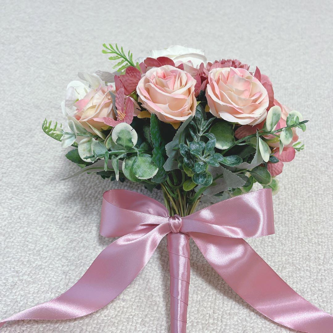 ブーケ 造花 結婚式 FTW ブートニア ピンク ウエディング ミッキーベール