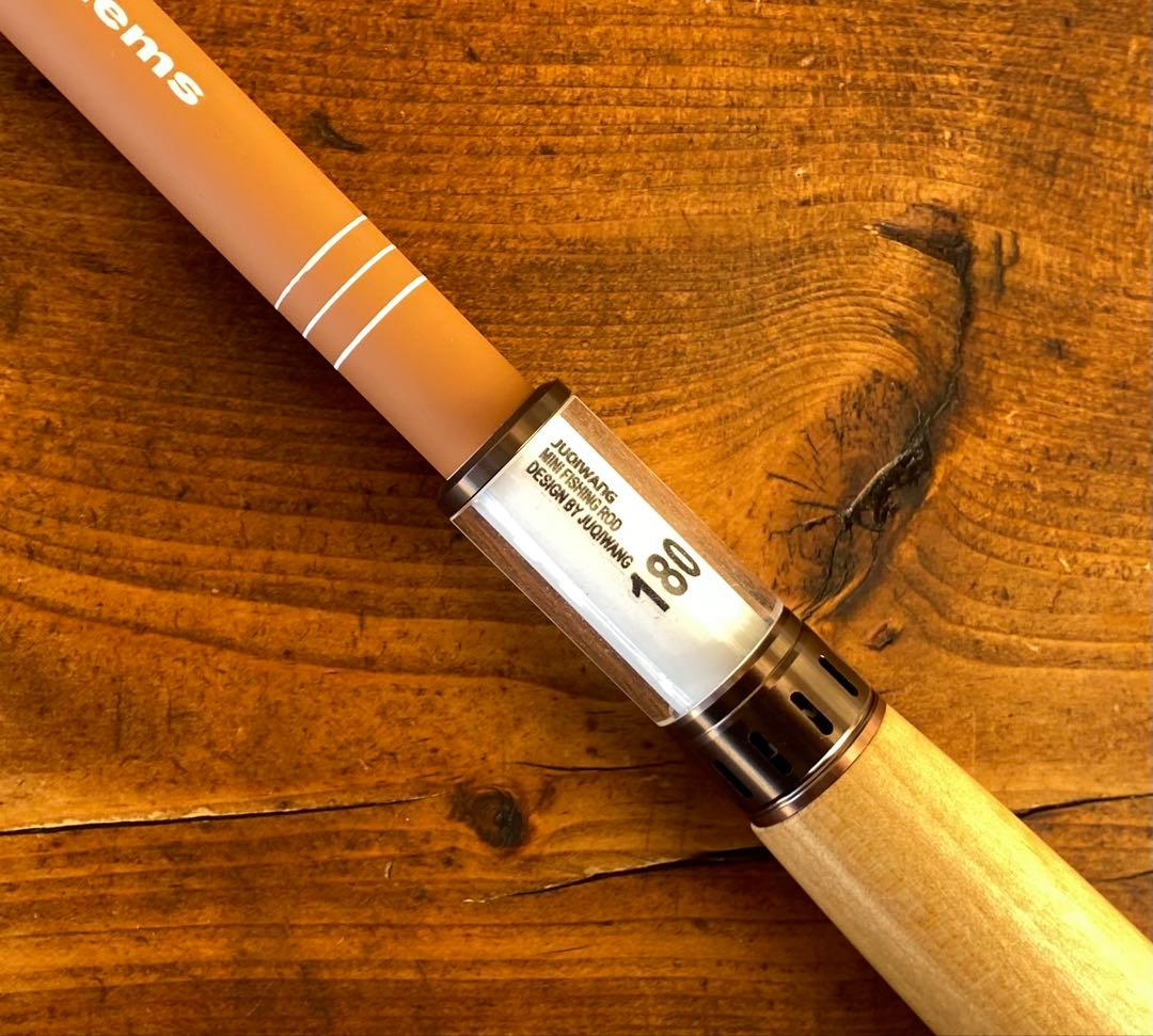 小物釣り竿　タナゴ竿　ブラウン×ホワイト　180cm ウッドグリップ　振り出し竿