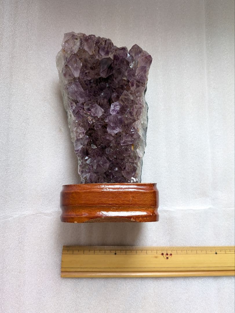 アメジスト 結晶塊 木製台座付き