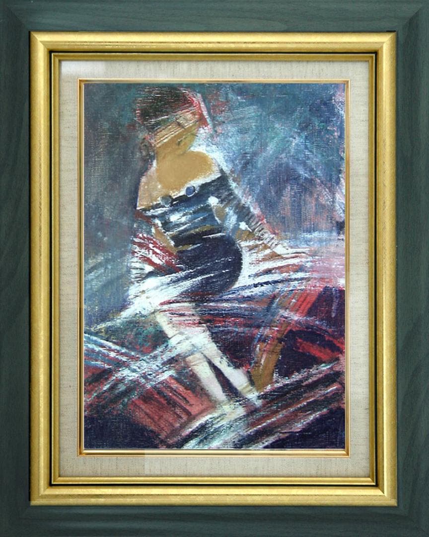 油絵 菅家令子 絵 絵画 インテリア 額付(黒) F4-92023 女性像