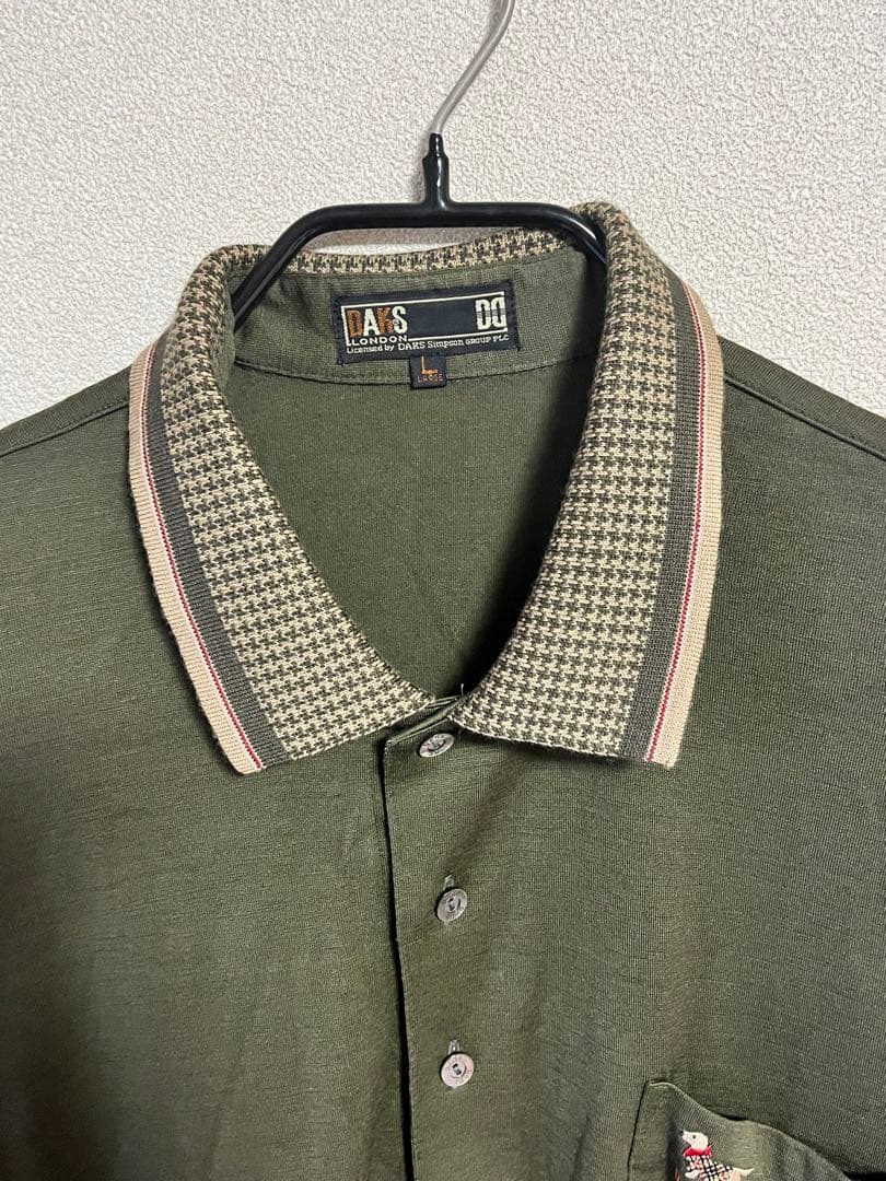 DAKS(ダックス) ☆メンズ長袖ポロシャツ　カーキー Lサイズ