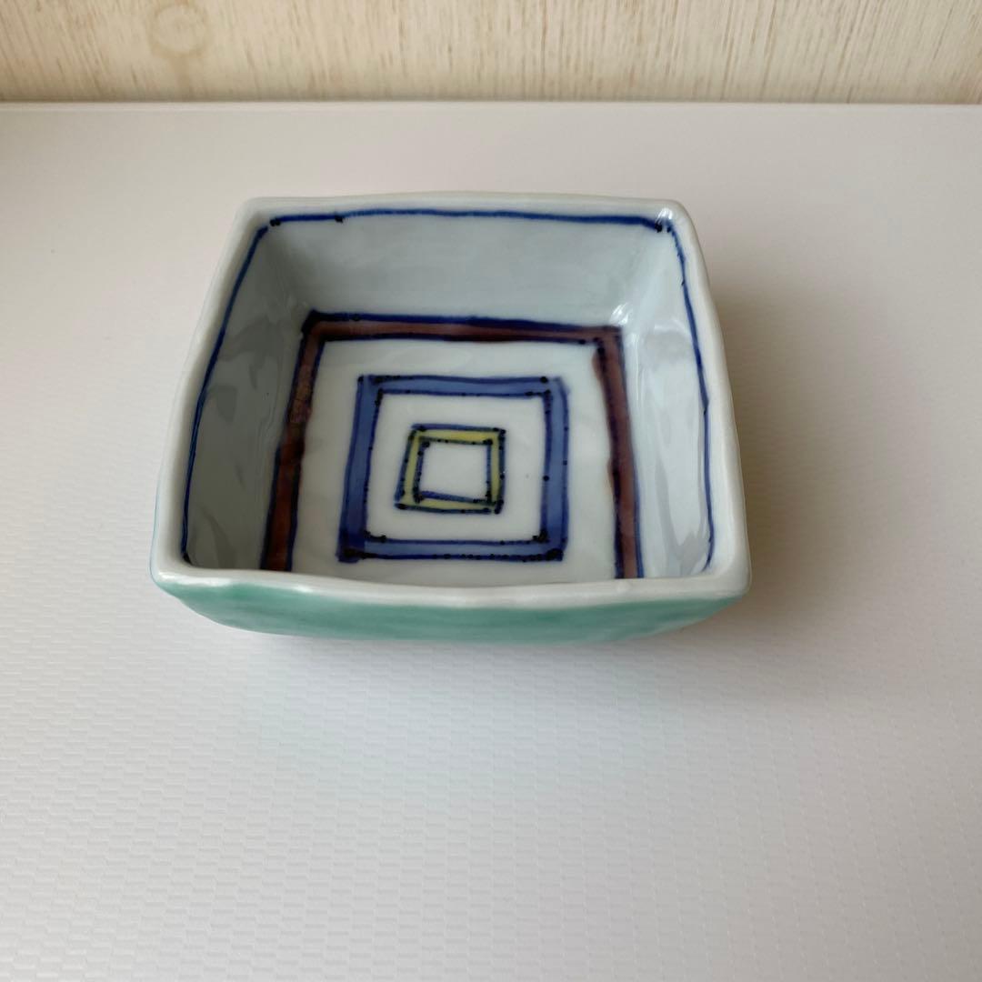 弦巻玲子　角小鉢 大 色絵筋駒文　3個