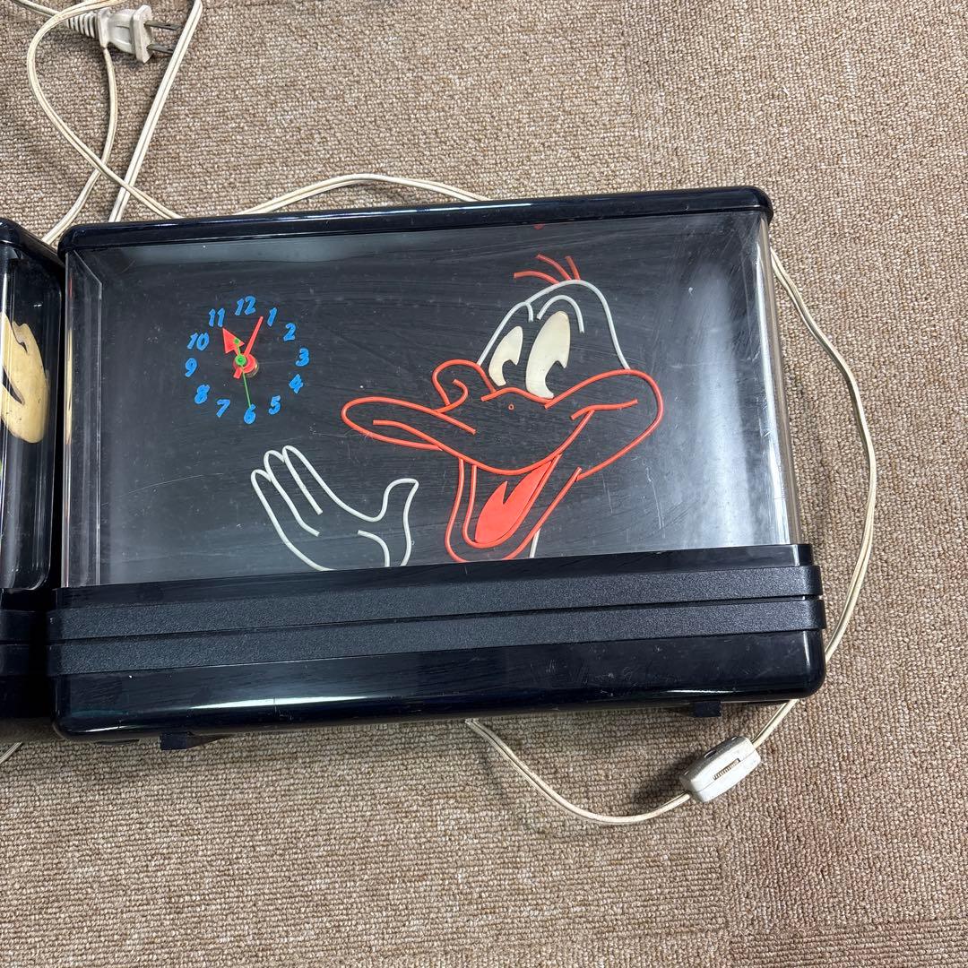 ダック・ドジャー バグス・バニー 時計付きライトボックス中古不動品