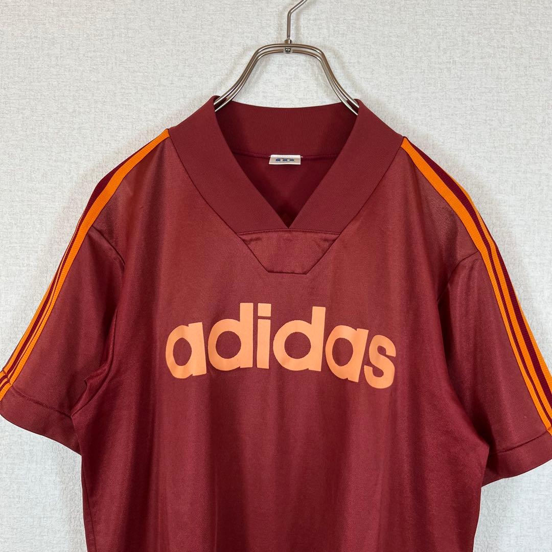 アディダス/Tシャツ/ゲームシャツ/ローマカラー/ビッグロゴ/三本ライン/日本製
