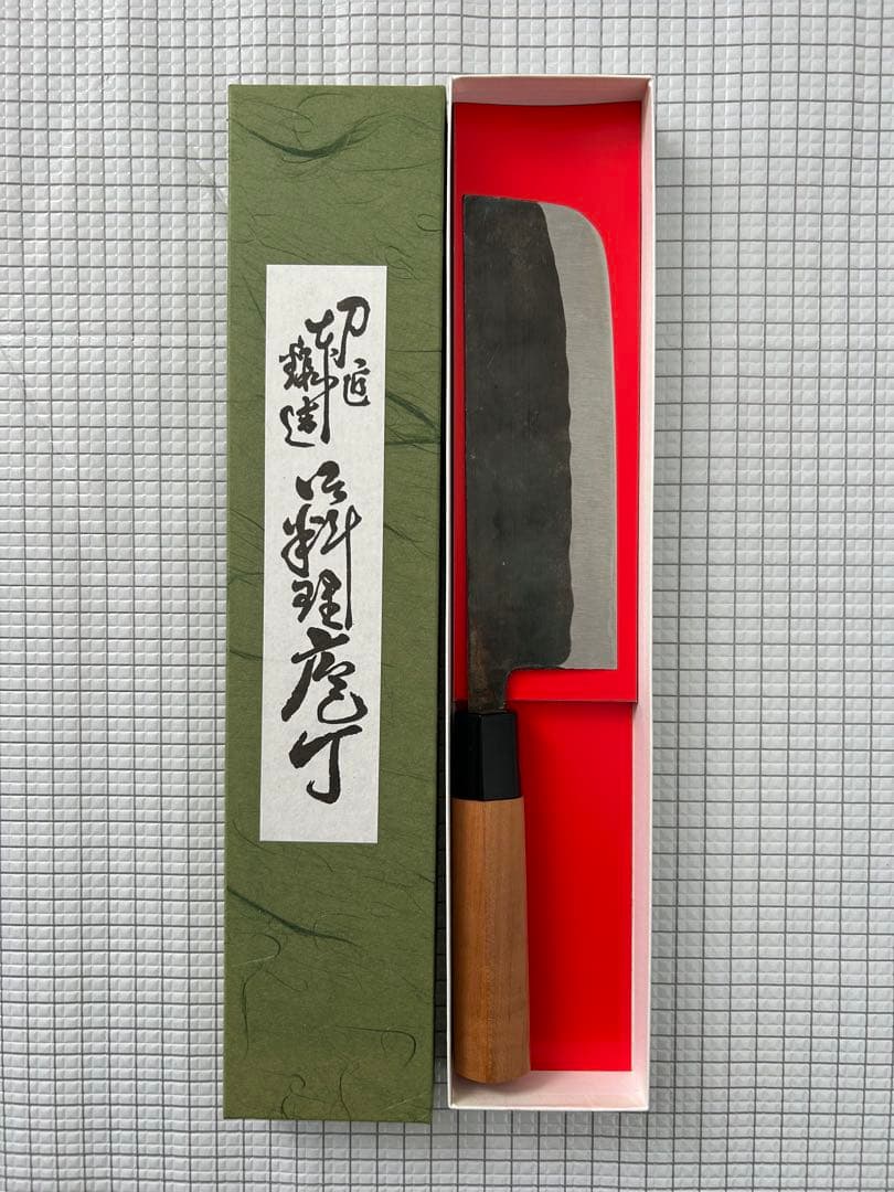 包丁 菜切包丁 菜切 安来鋼青紙２号 165mm 黒打ち チェリーシノギ柄 ①