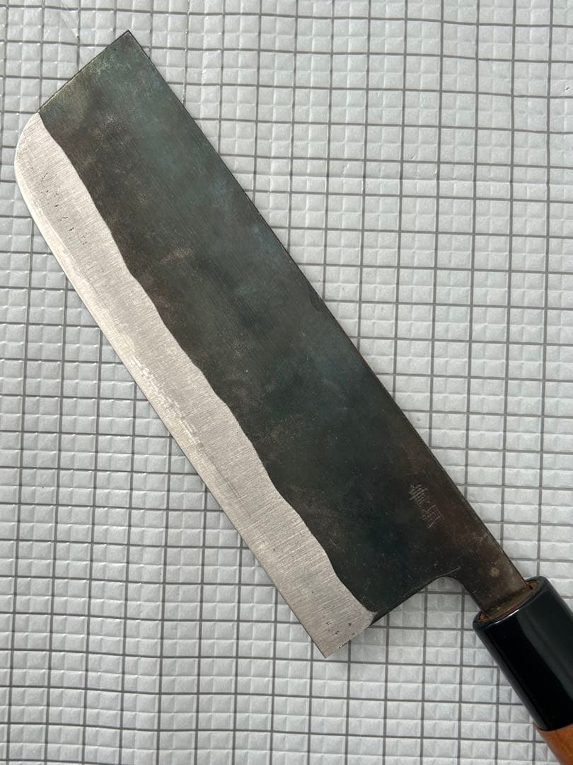 包丁 菜切包丁 菜切 安来鋼青紙２号 165mm 黒打ち チェリーシノギ柄 ①
