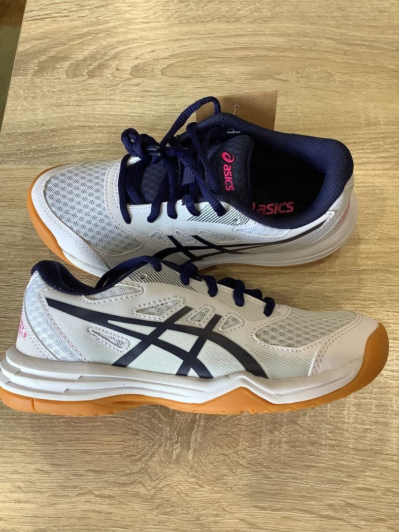 アシックス asics バレーボールシューズ jr 21.5㎝ 紺ピンク 箱無し