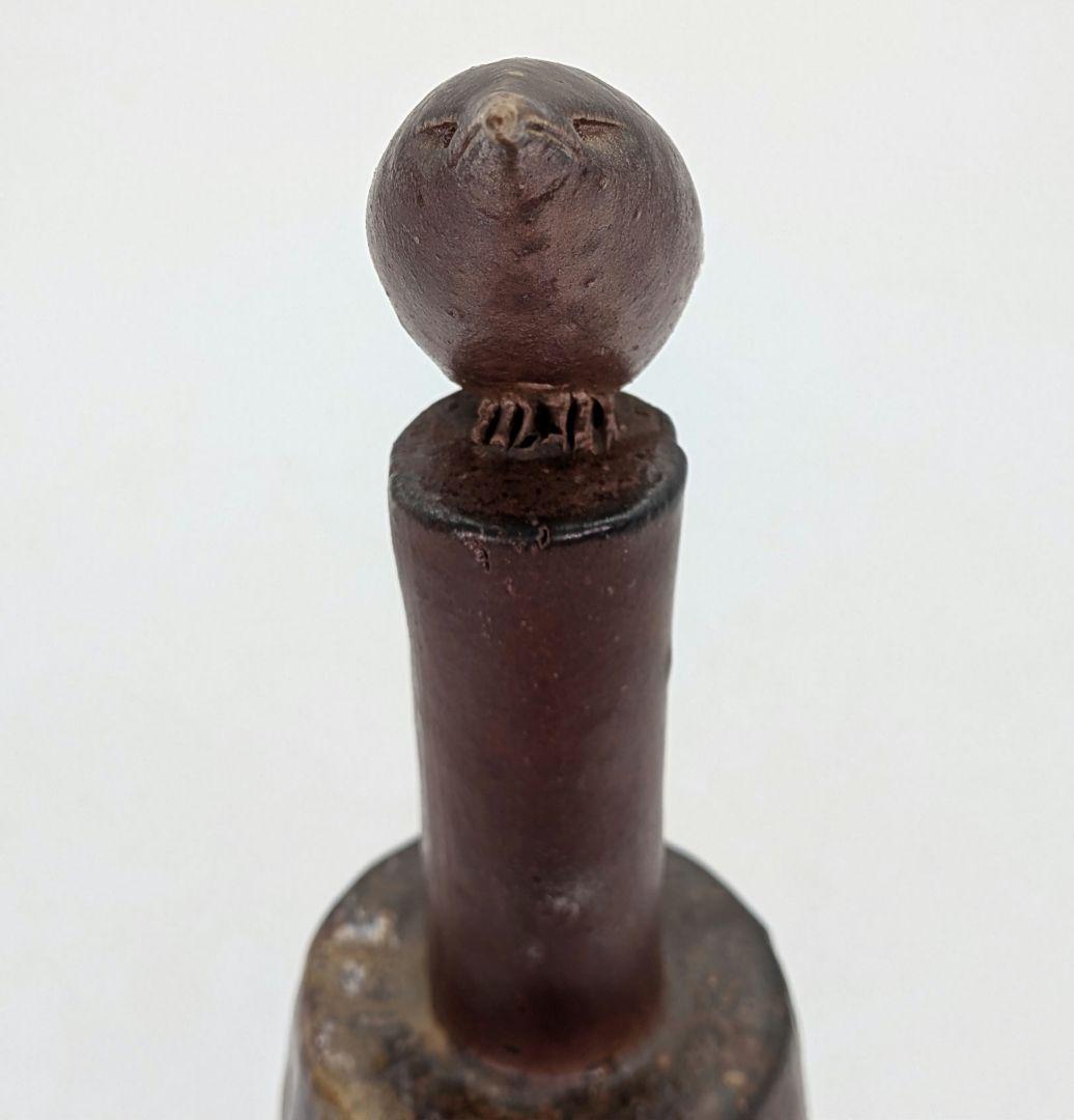 藤原陶臣 備前焼 鶯置物 合箱合布 ウグイス 鳥 トリ bird 細工物 在銘