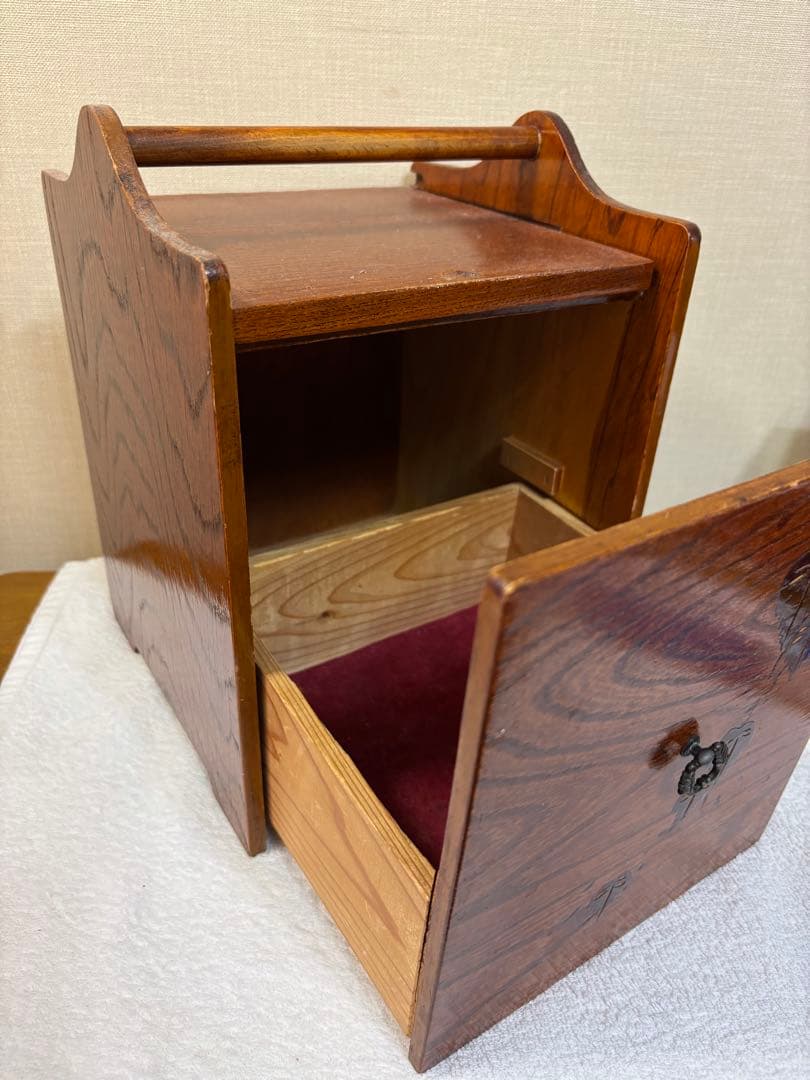 昭和レトロ 木製 裁縫箱 引き出し付き 持ち手付き 和家具 古道具