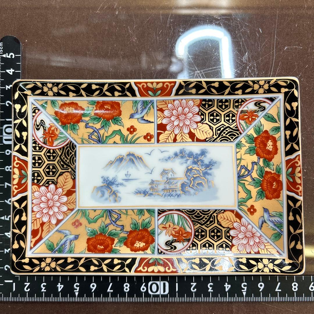 有田焼　昇龍窯　金彩伊万里花鳥　長角皿揃