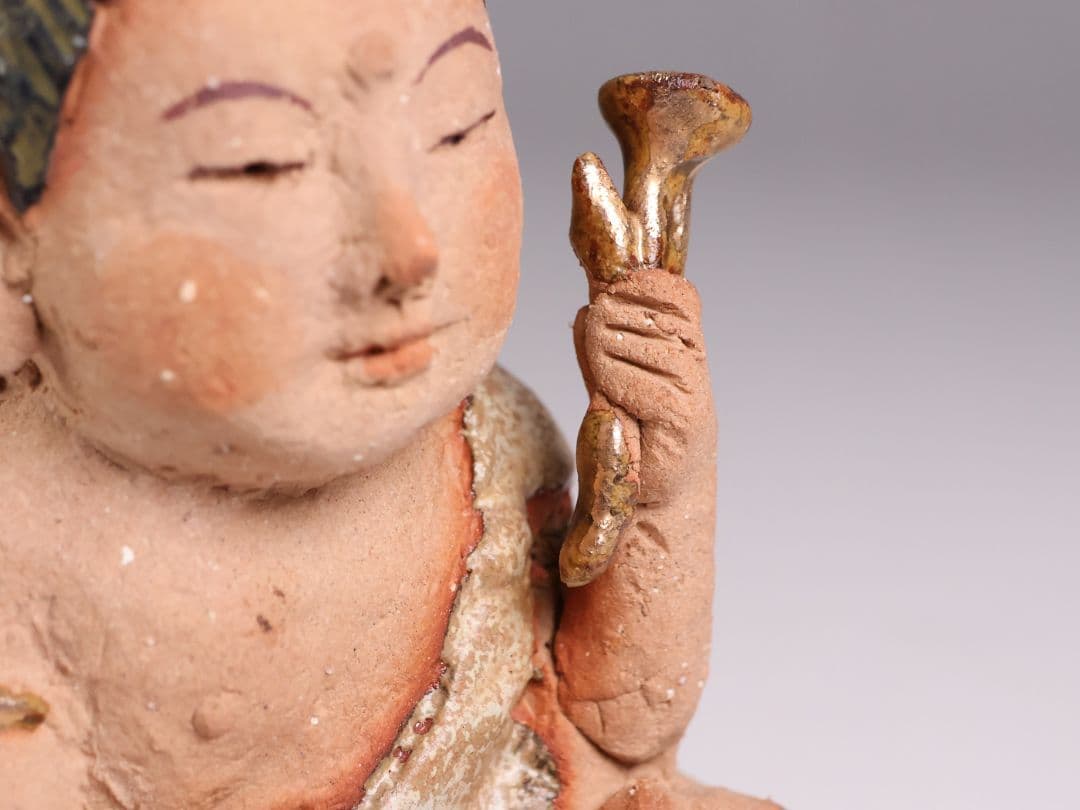 【MB323】陶人形 造形作家 ささきようこ作 供養尊 置物 共箱 土人形 仏像