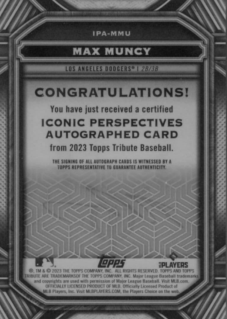 2023 Topps マックス・マンシー 直筆サイン 大谷翔平 同僚 25枚限定