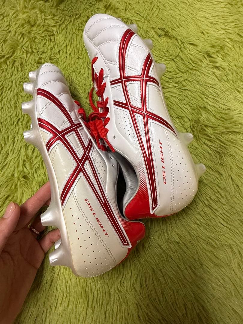 ASICS サッカーシューズ 24.5cm ホワイト/レッド