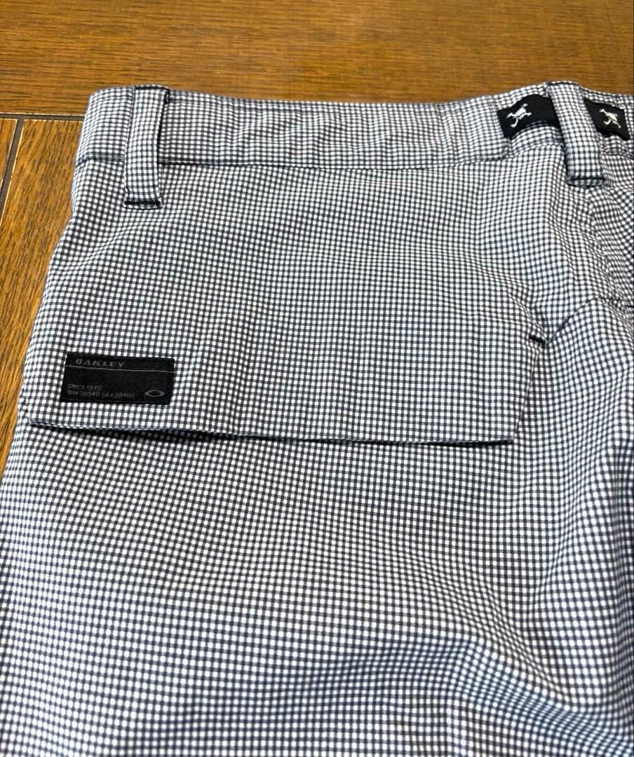 Oakley❗️スカル‼️3D チェック柄 夏用 ゴルフパンツ 36