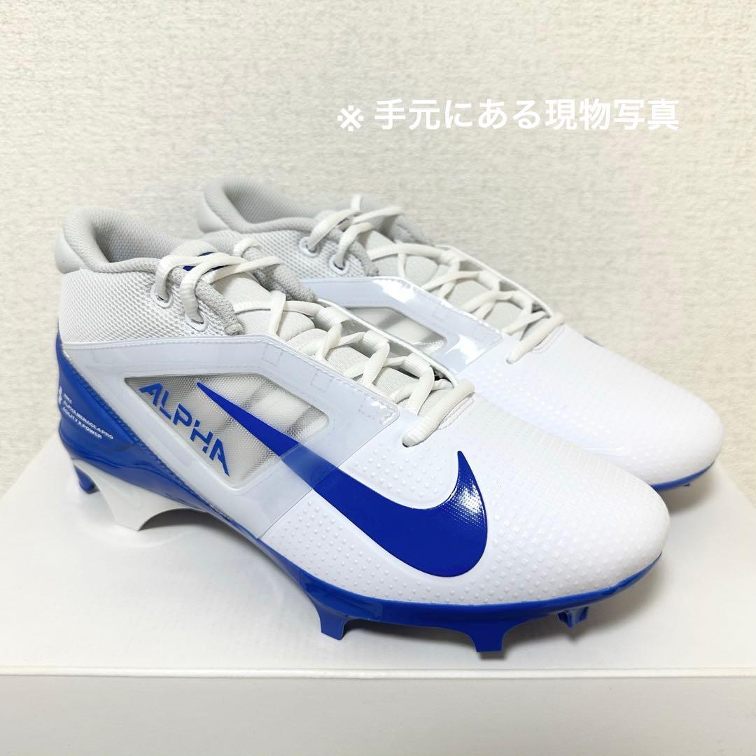 ナイキ 28 アルファメナス プロ アメフト スパイク シューズ 靴 白 青