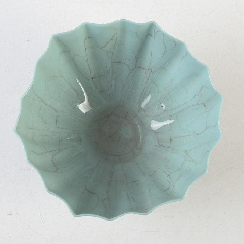 中国　哥窯　青磁　薄胎　氷烈文　輪花碗　鉢　C　A38