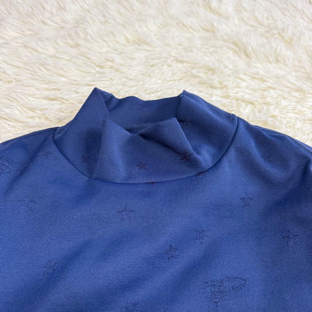 【ビームスゴルフ】美品 モックネック 長袖 総柄 ネイビー Sサイズ メンズ