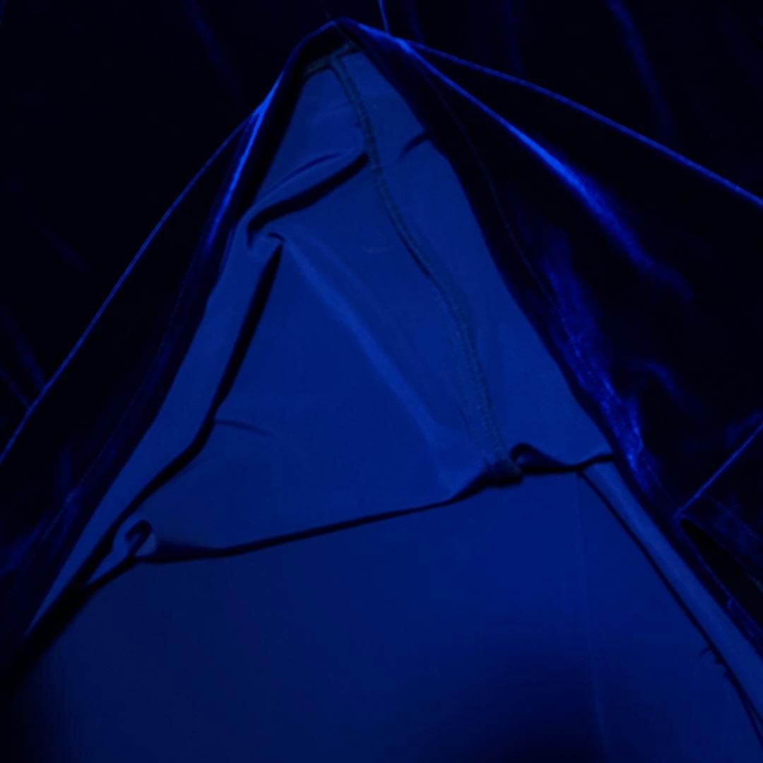 ダークブルー片肩ベルベットドレス