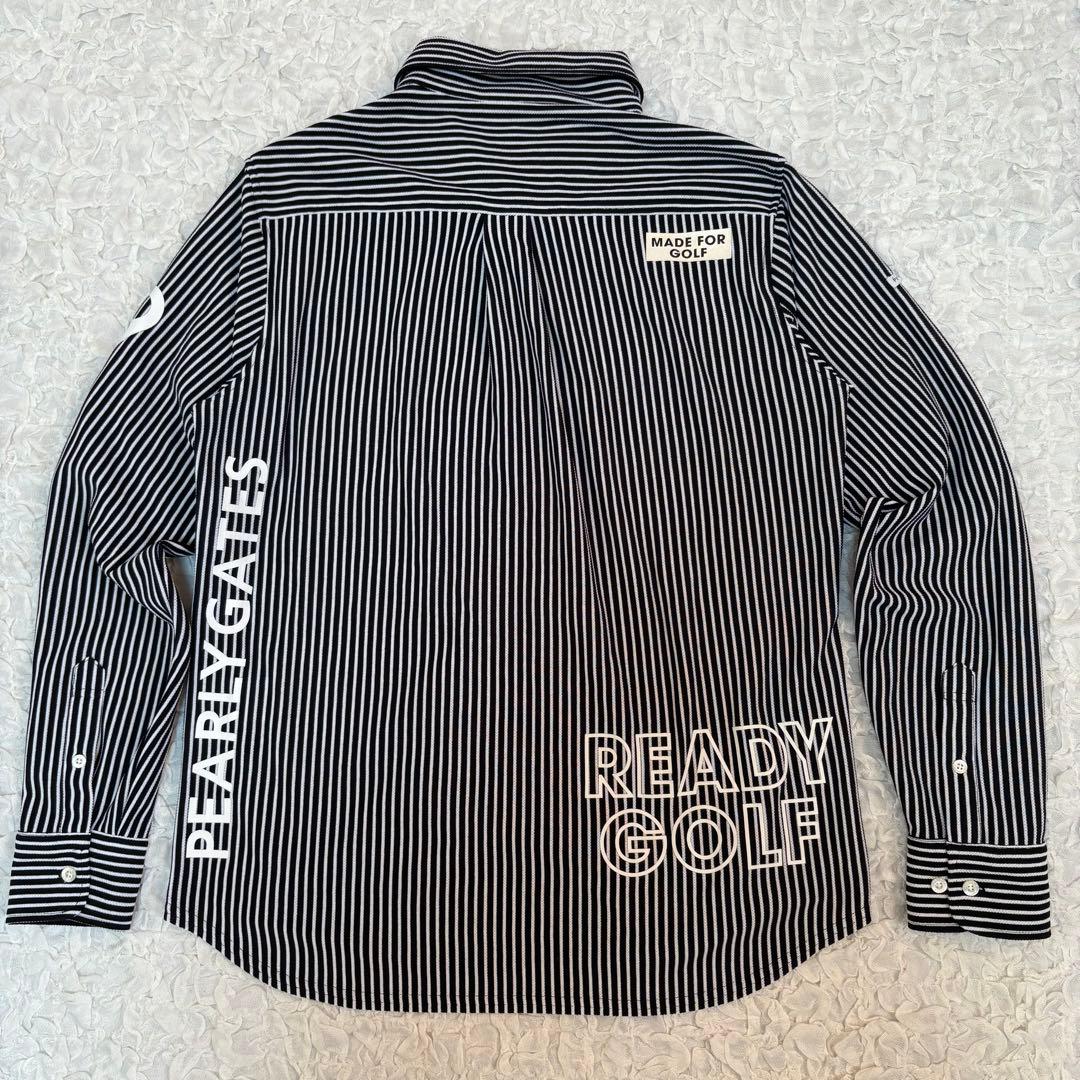 新品未使用　PEARLYGATES ストライプ柄鹿子素材長袖ポロシャ