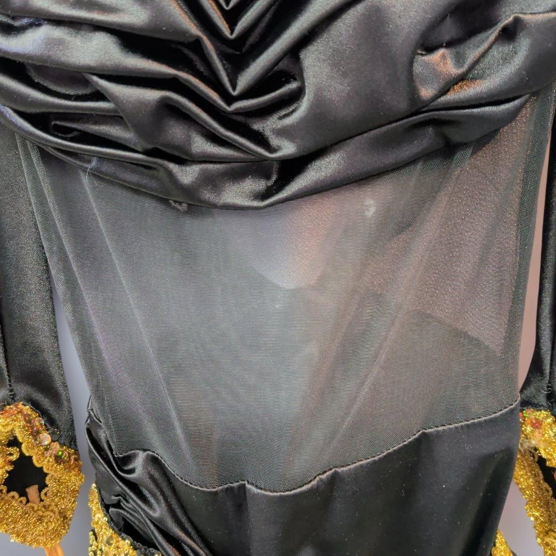 黒いオフショルダーダンスラテンドレスSサイズ