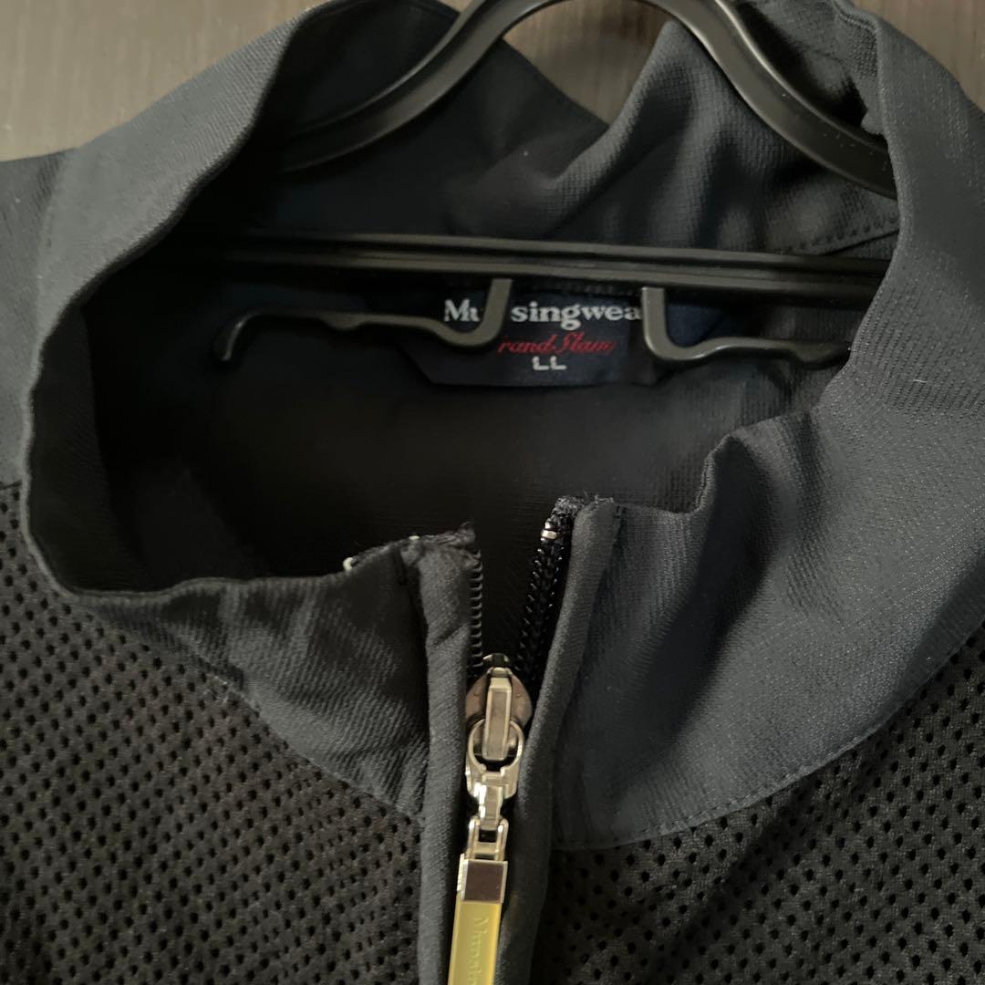 極美品　Munsingwear ブラック ゴルフ　メッシュベスト LLサイズ