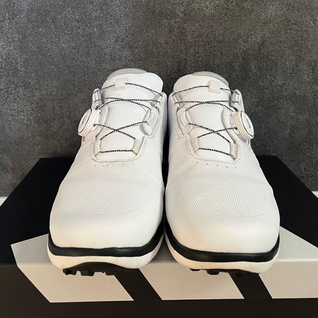 美品★adidasゴルフシューズ BOA 24.5cm 白×黒 スパイクレス