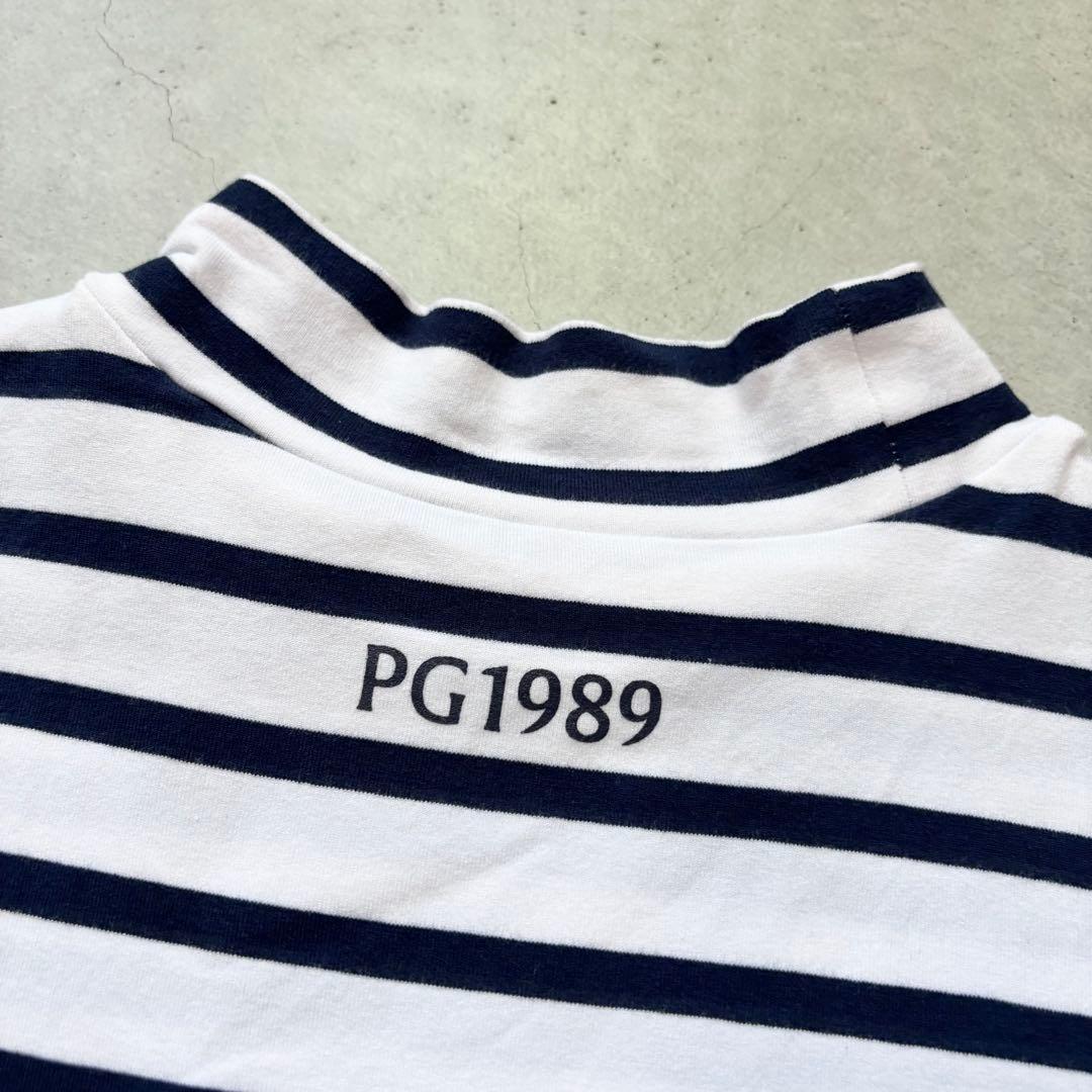 PEARLY GATES パーリーゲイツ モックネック半袖Tシャツ ボーダーロゴ