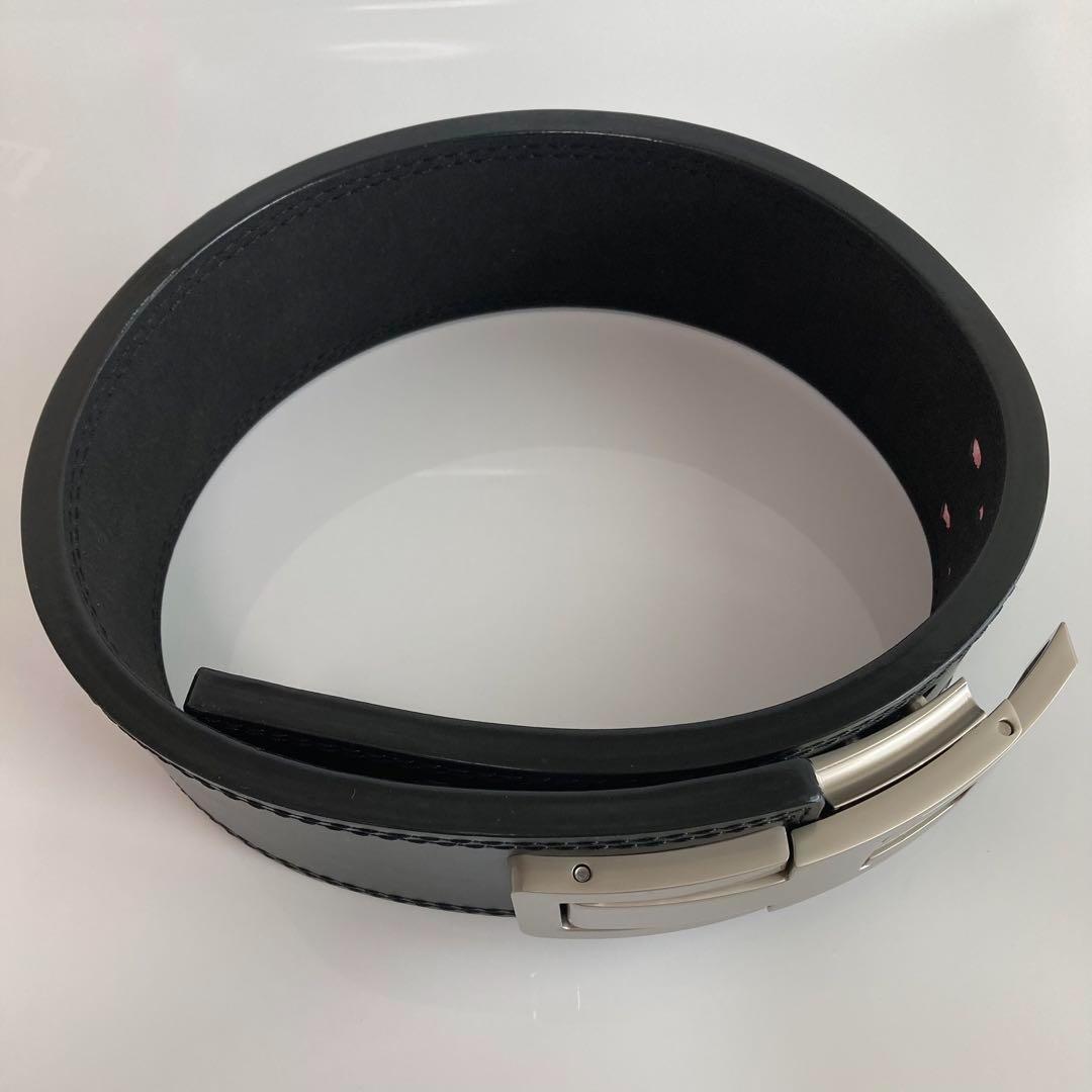本革 パワーベルト レバーアクション XLサイズ ワンタッチ可変式　黒×シルバー