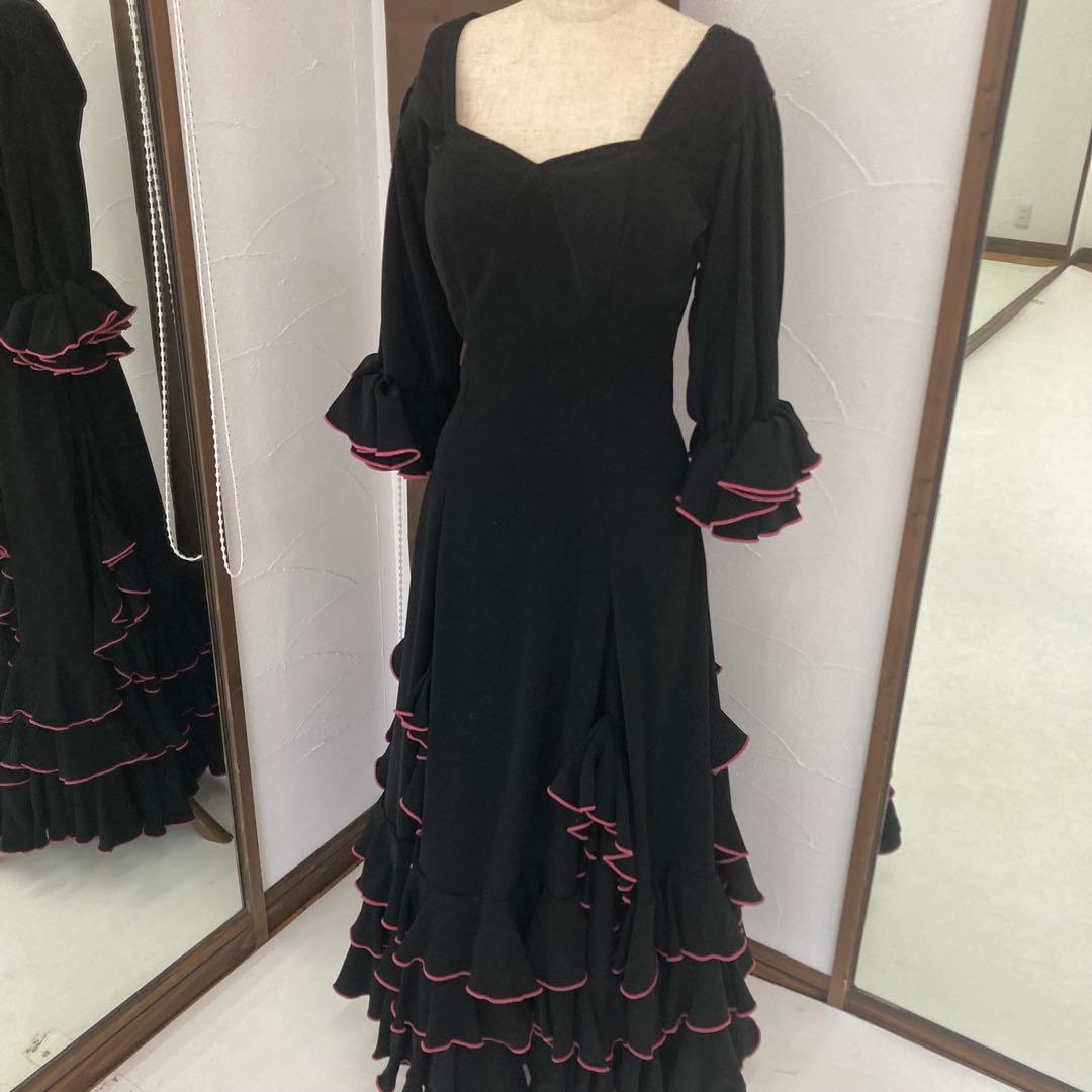 良品 フラメンコ衣装 ロングワンピース ティアード ロングドレス オーダーメイド