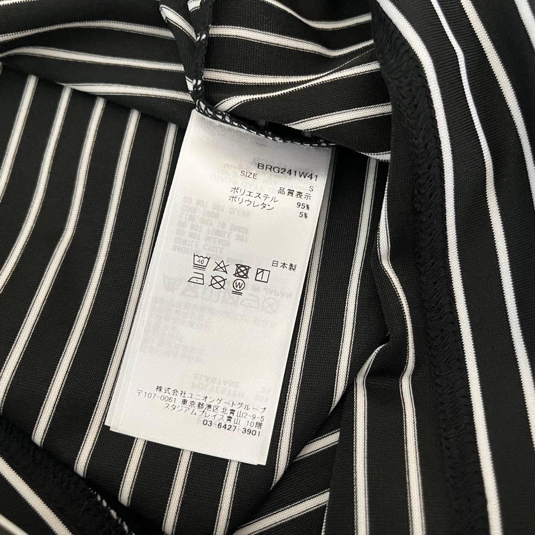 新品★19,800円 黒白S BRIEFING 半袖ストライプハイネックシャツ