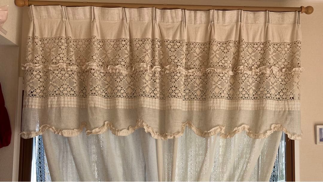 フレンチカントリー 綿麻レースカーテン サンプル品 ほぼ未使用
