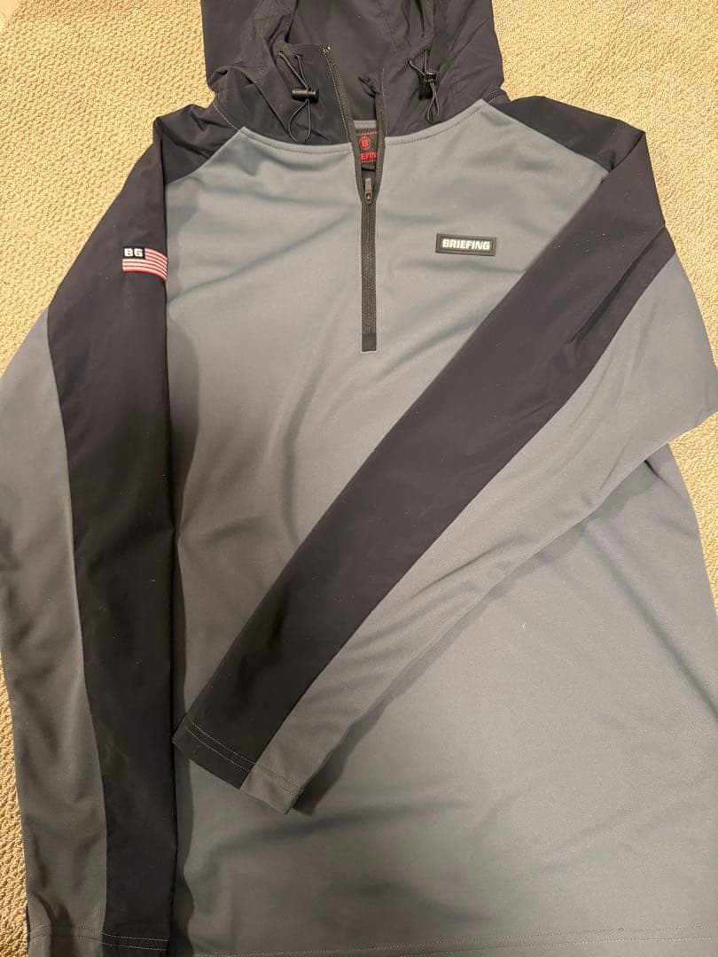 BRIEFING HALF ZIP HOODIE グレー/ブラック