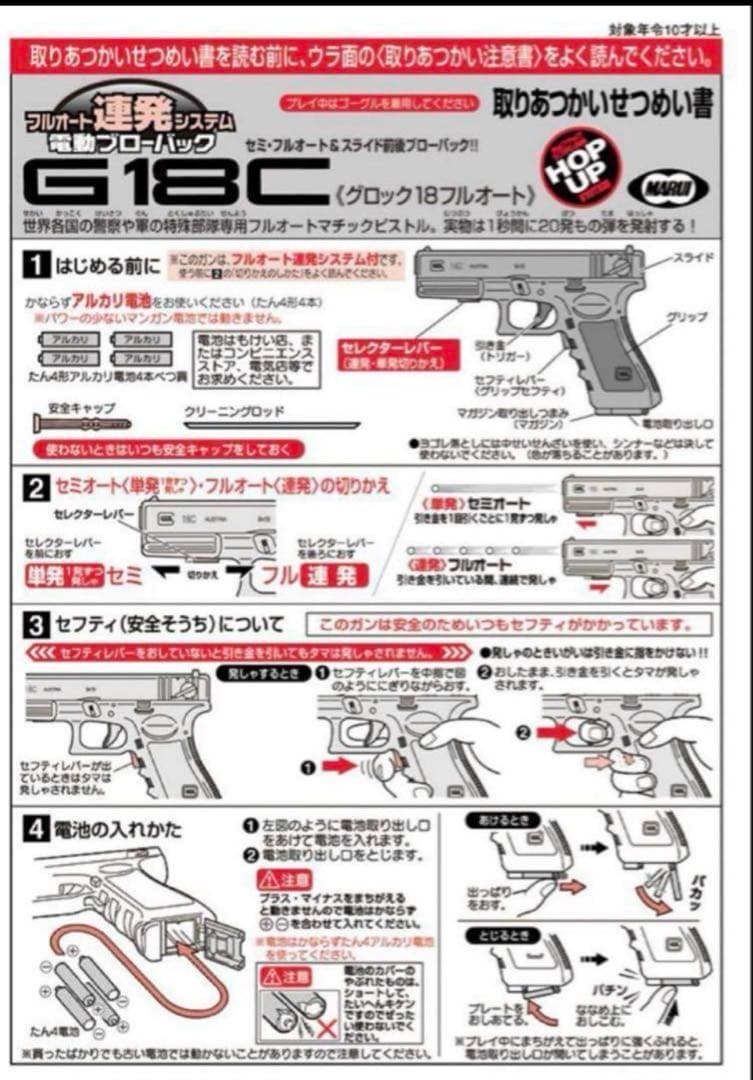 未使用　東京マルイ　カスタム品　グロックG18C Glock 強化カーボンギア